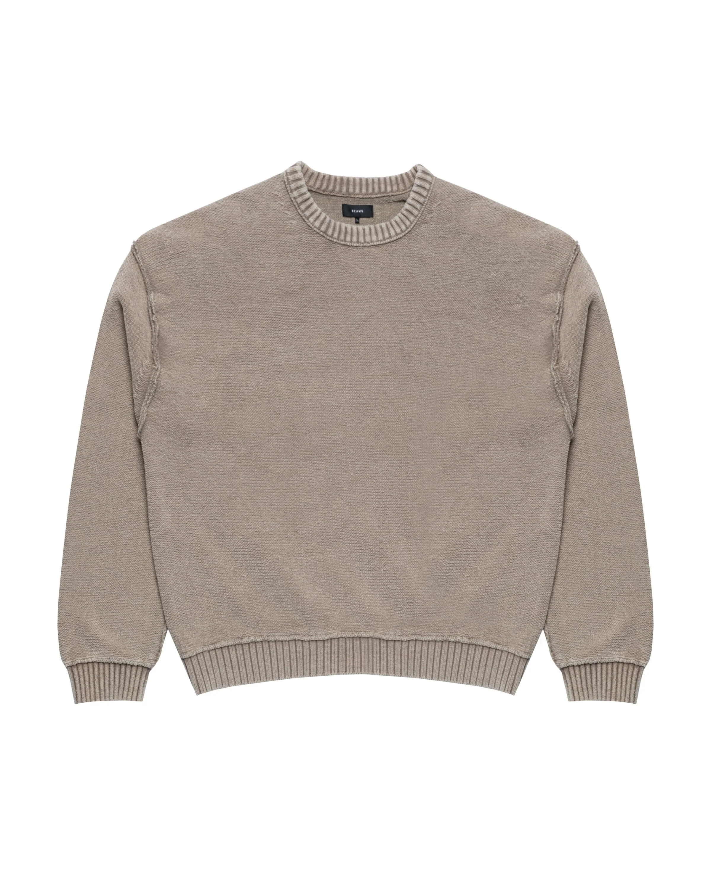 BEAMS 5 GAUGE GARMENT DYE COTTON CREW NECK