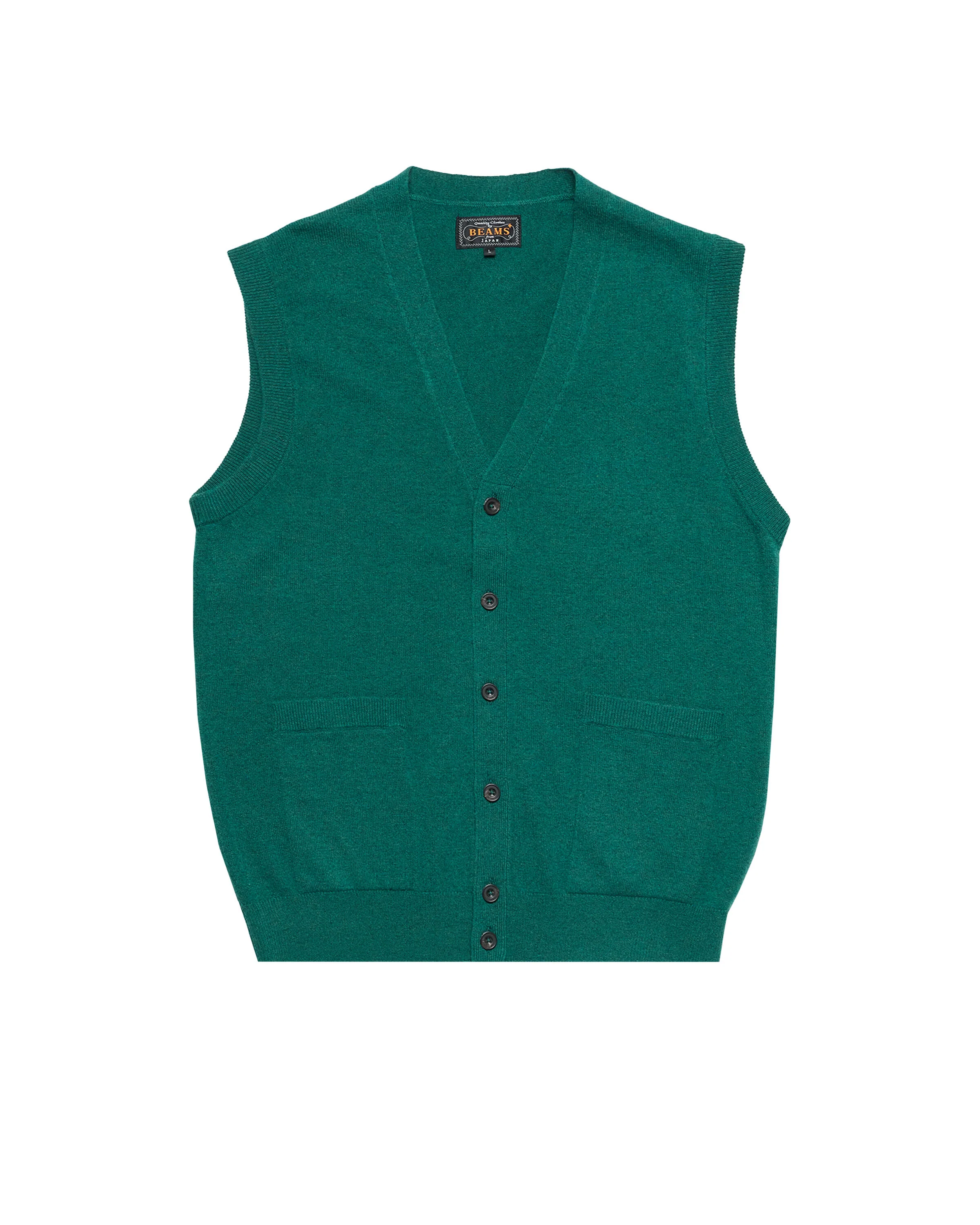 Beams+ Button Knit Vest Solid