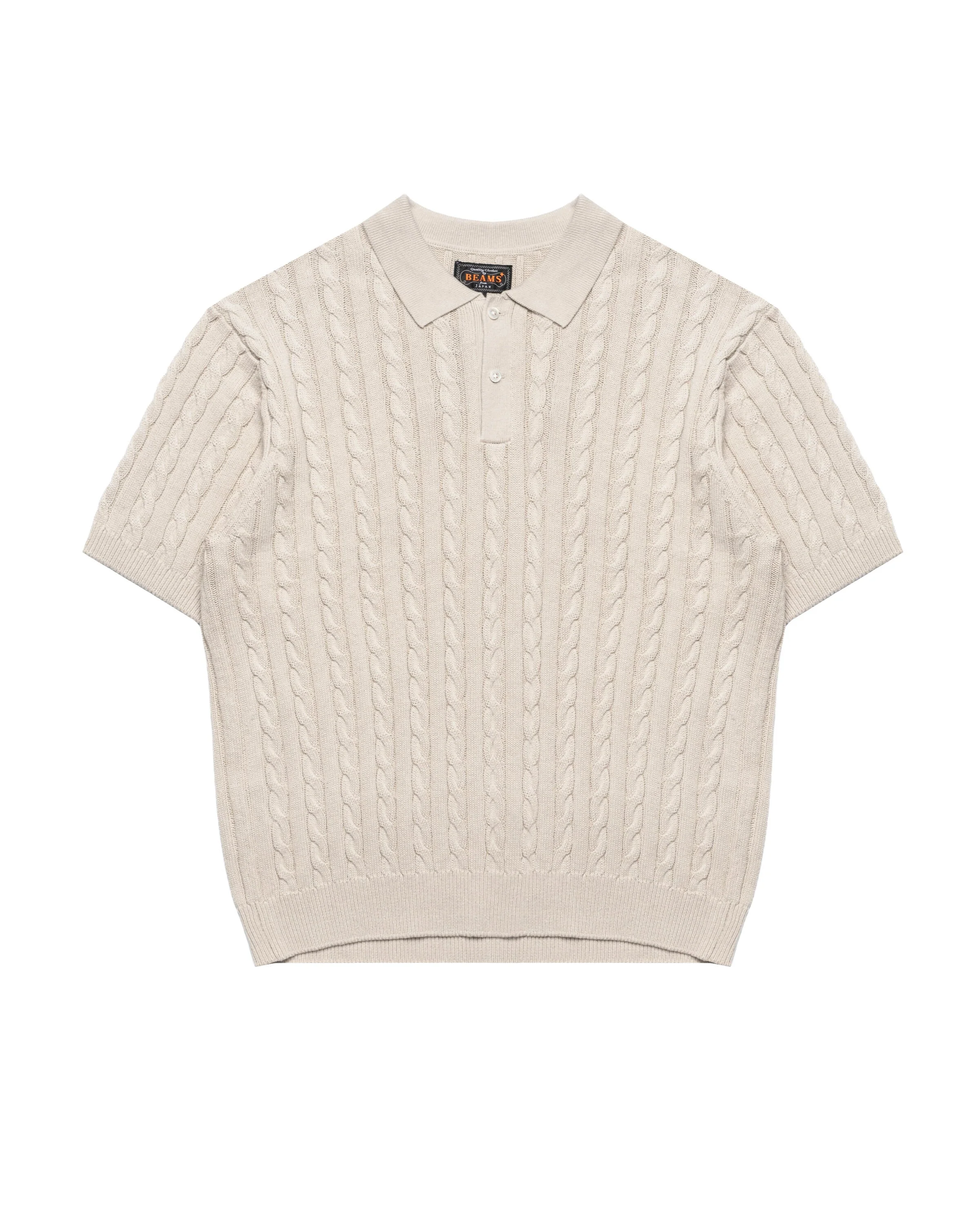 Beams+ Knit Polo Cable