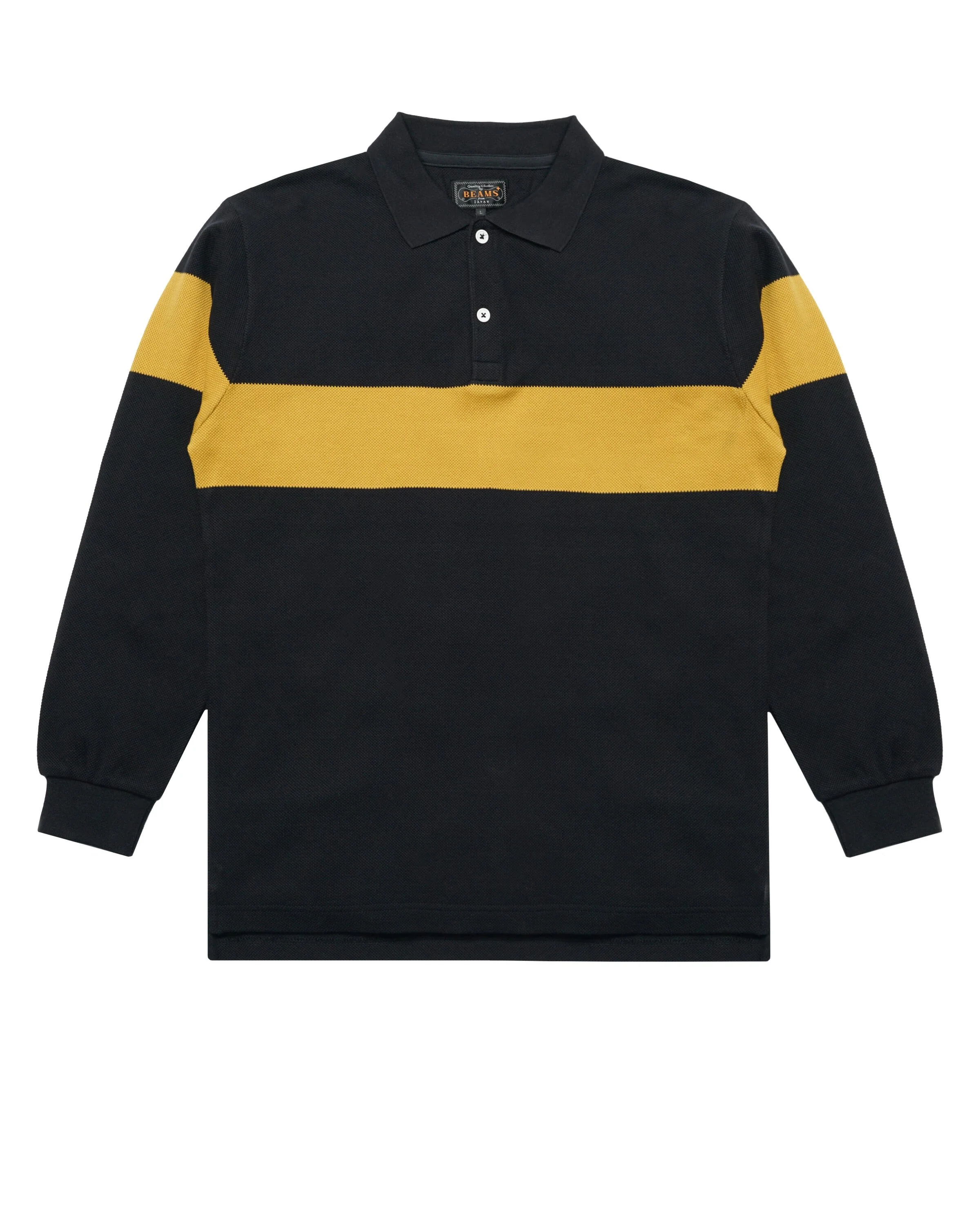 Beams+ Pique Polo Panel Stripe