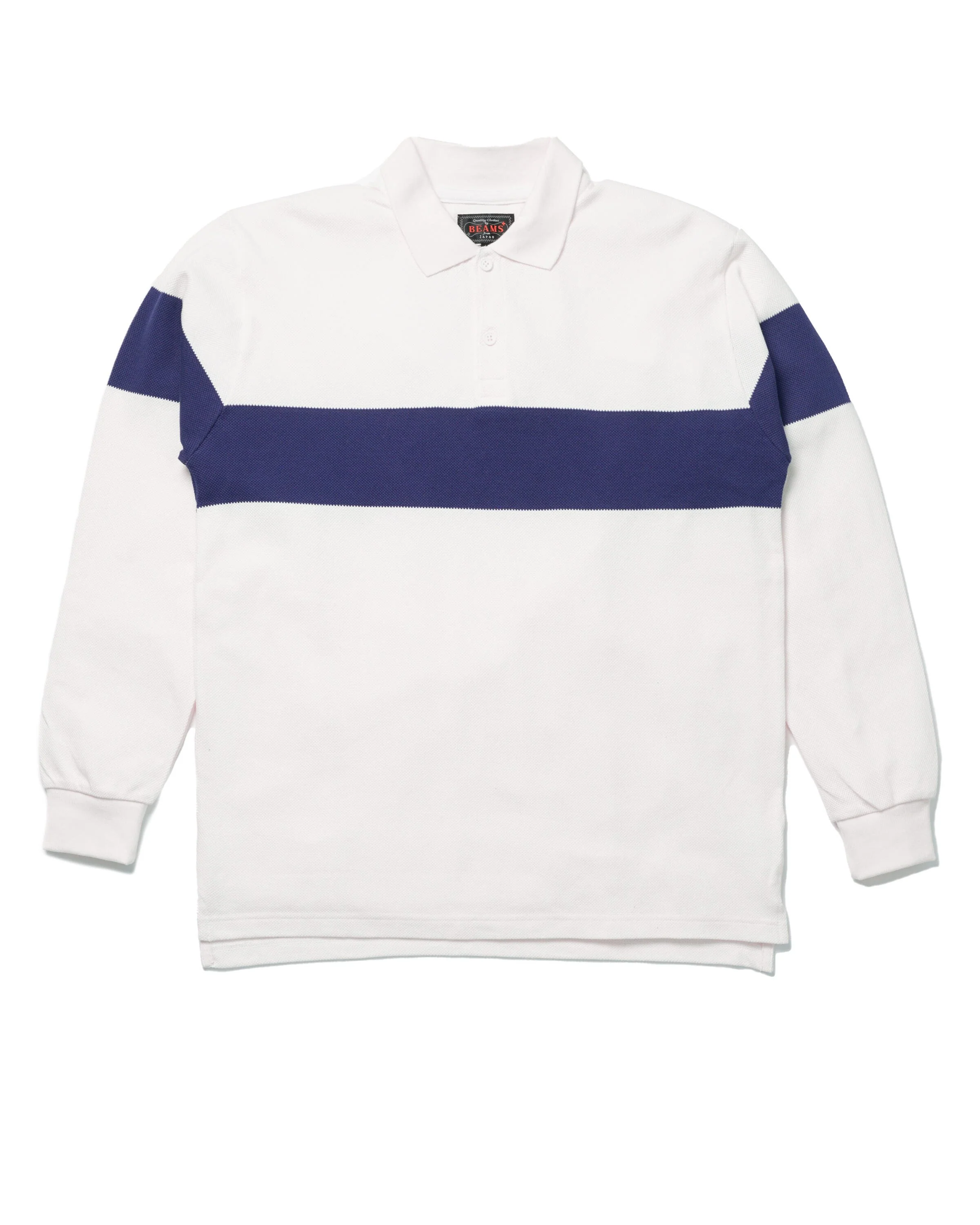 Beams+ Pique Polo Panel Stripe