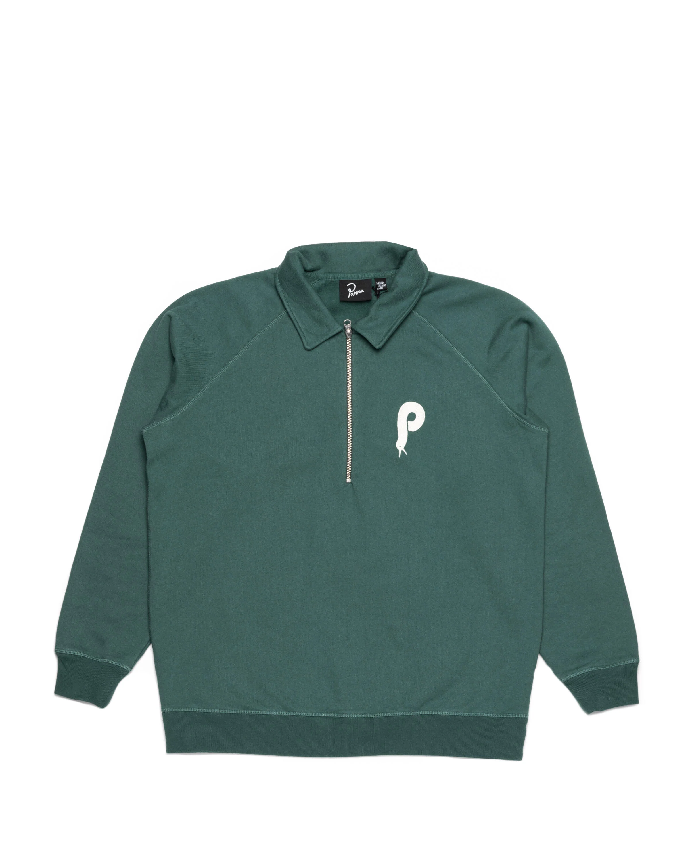 by Parra birdface font P half zip polo sweatshirt