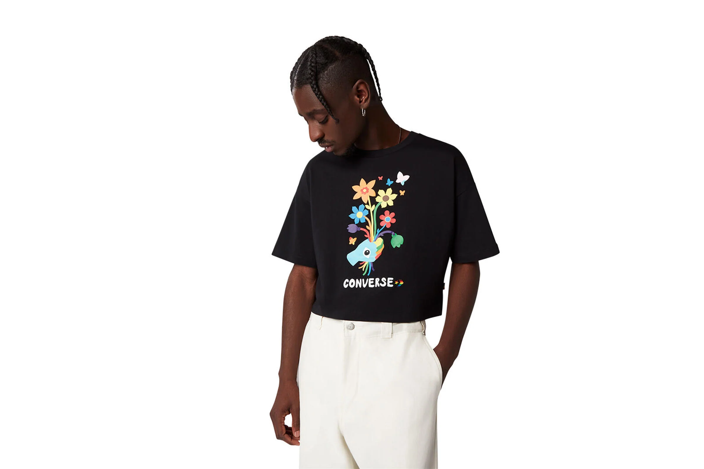 Converse PRIDE OVERSIZED CROPPED TEE "BLACK"