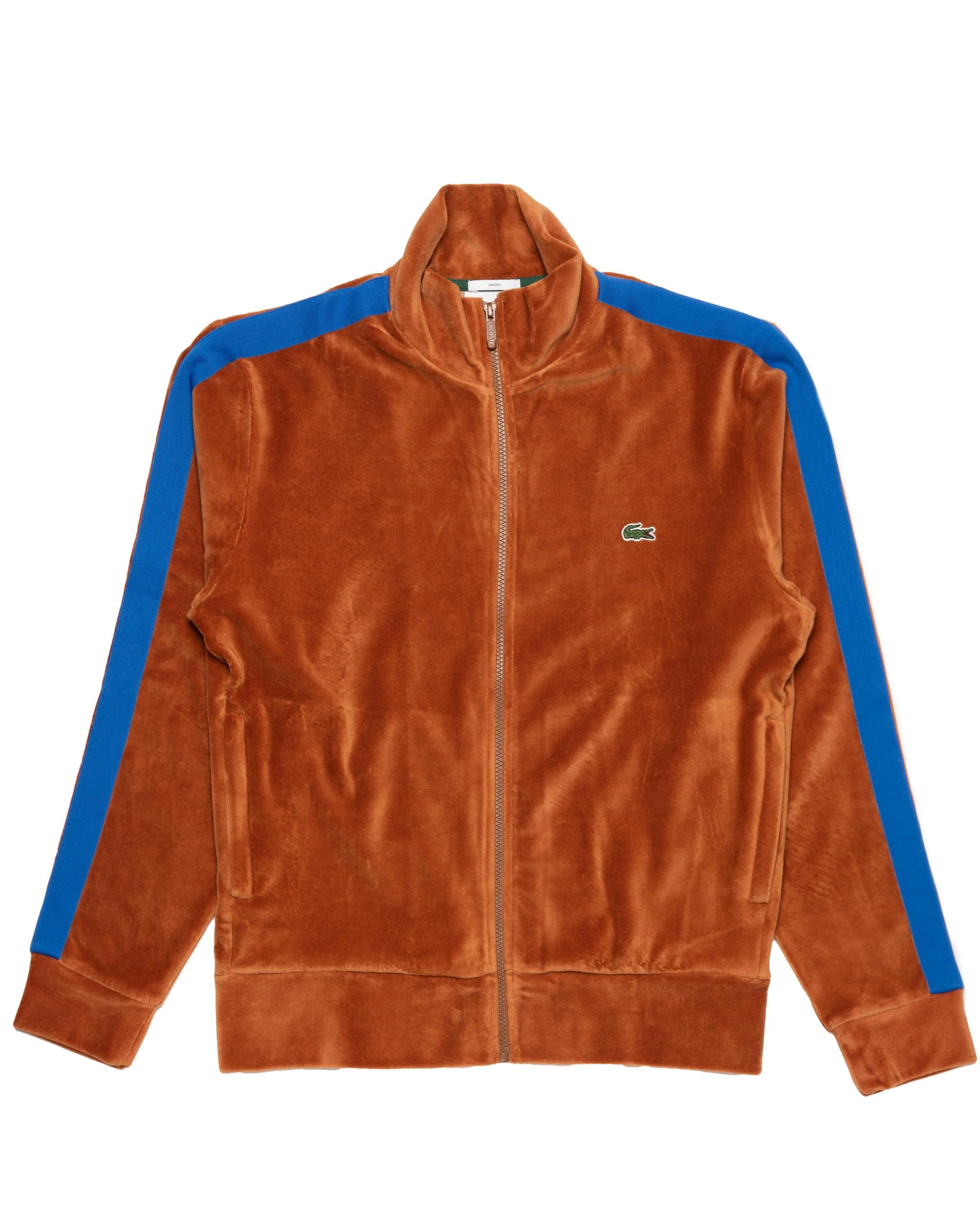 Lacoste Contrast Band Zip High Neck Velvet Sweatshirt